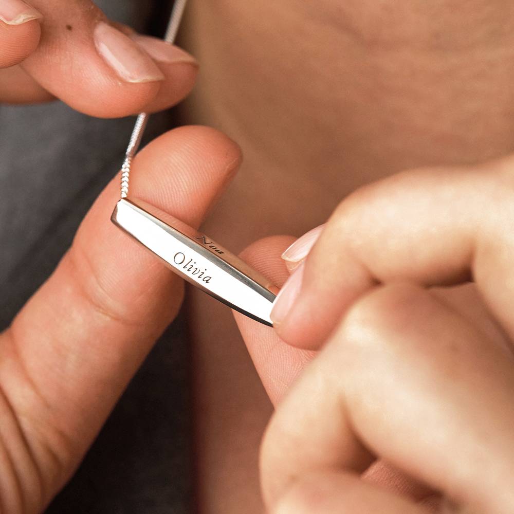 Chapters Engraved Spinning Bar Necklace in Silver-3 product photo