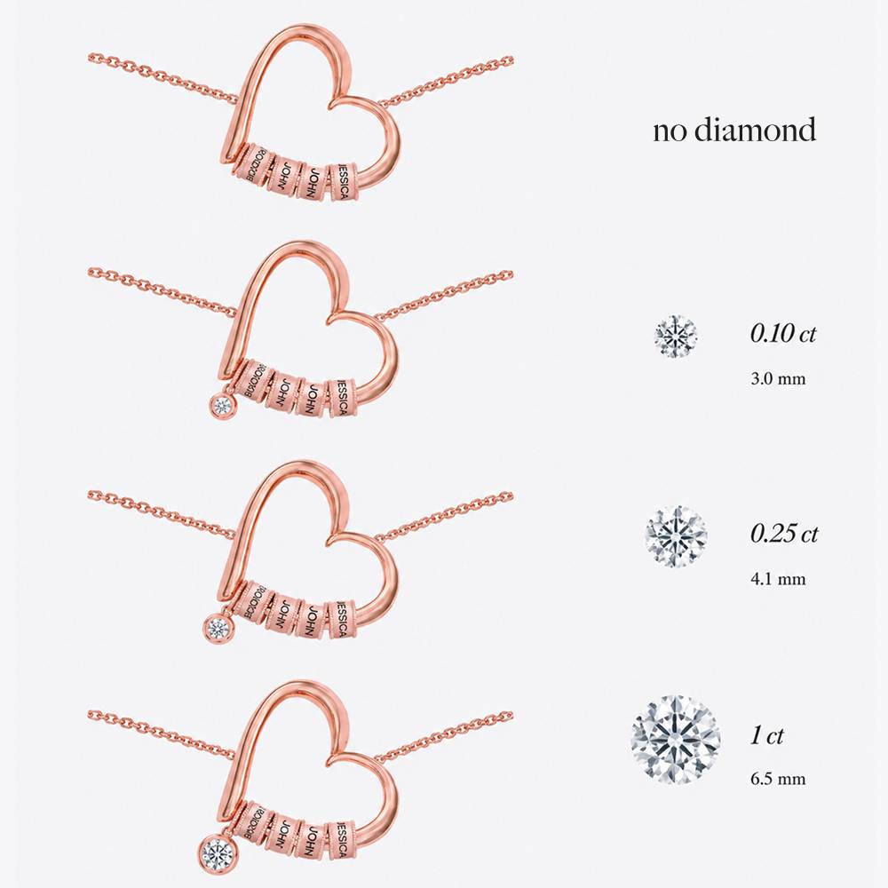 Charming Heart Necklace with Engraved Beads & 1CT Diamond in Rose Gold Plating-6 Charming Heart Necklace with Engraved Beads & 1CT Diamond in Rose Gold Plating-6 product photo