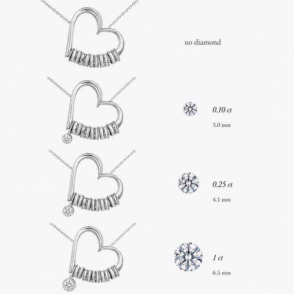 Charming Heart Necklace with Engraved Beads in Silver-5 product photo