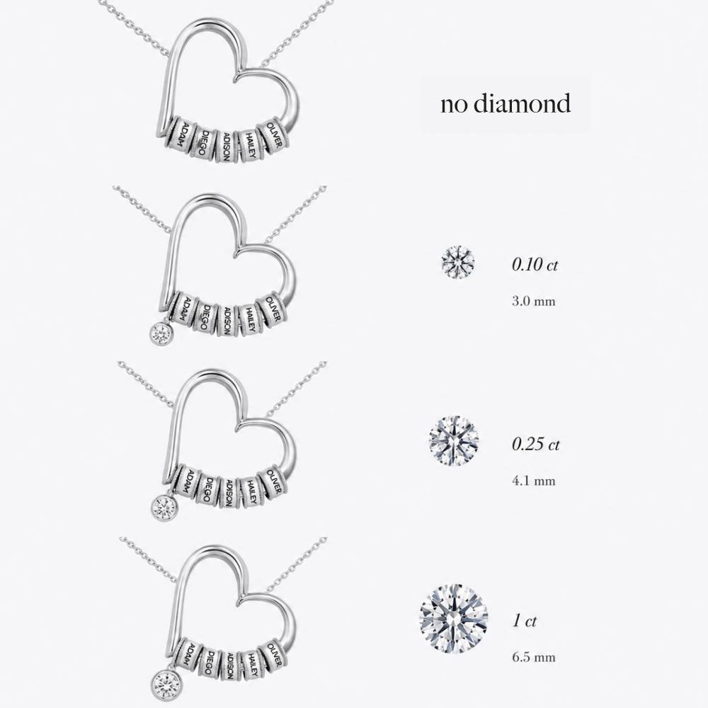 Charming Heart Necklace with Engraved Beads in Silver-5 product photo