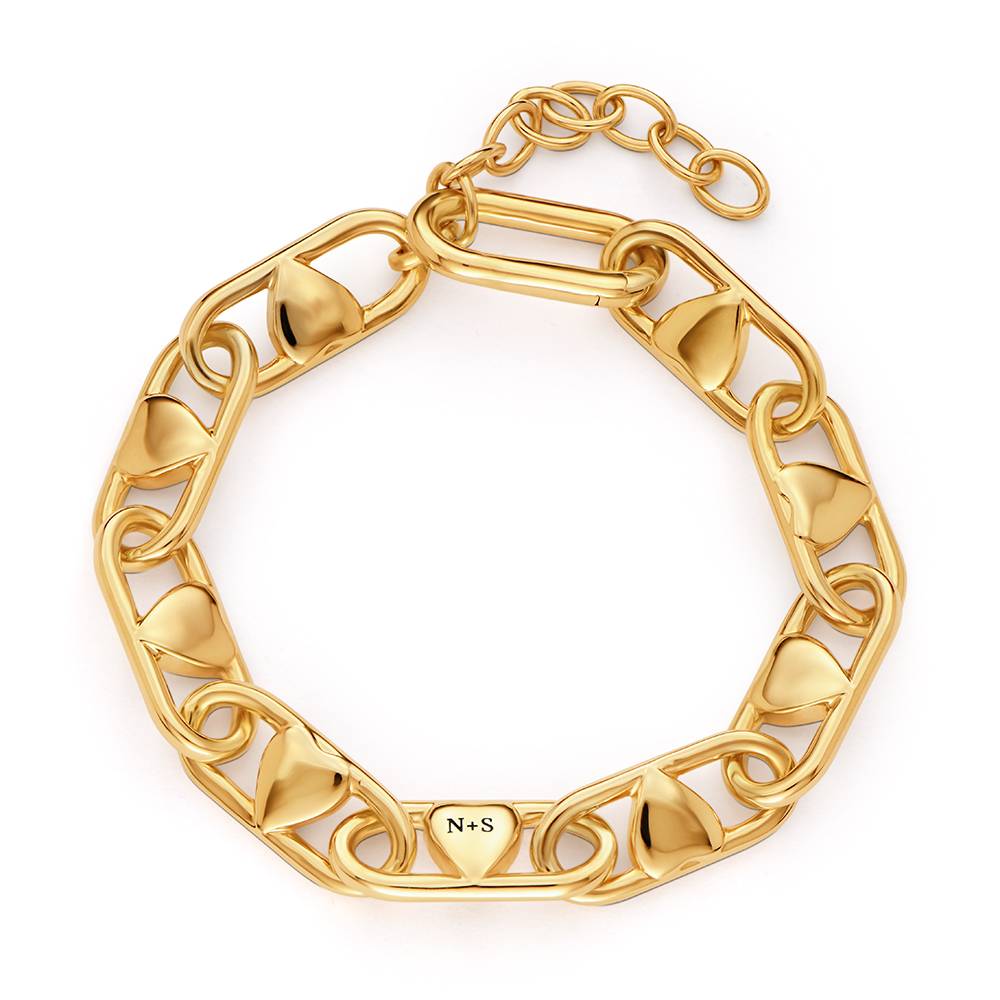 Chunky Linked Hearts Initial Bracelet in Gold Finish-1 Chunky Linked Hearts Initial Bracelet in Gold Finish-1 product photo