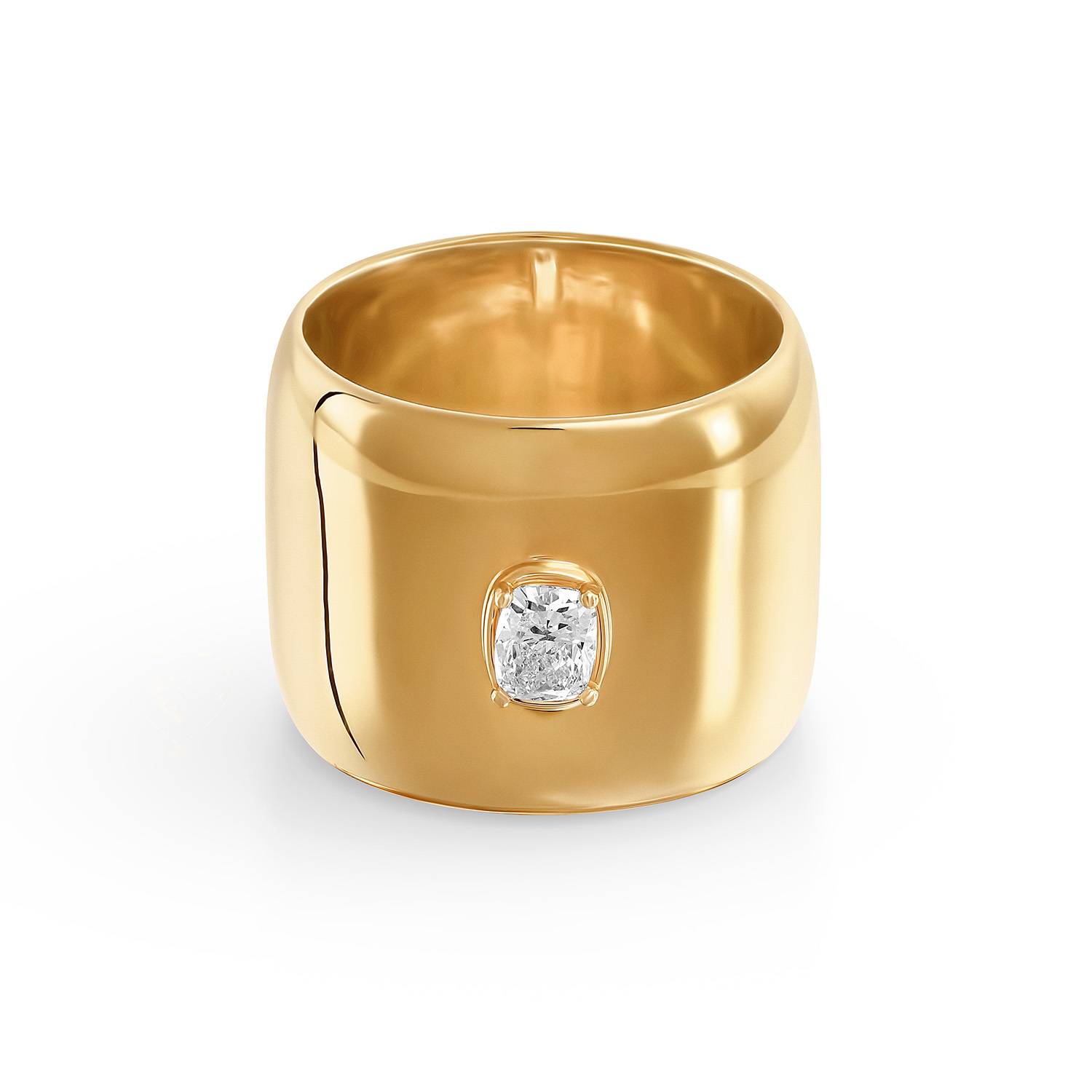 Cigar Ring in Gold Plating with 0.30CT Cushion Diamond-5 product photo