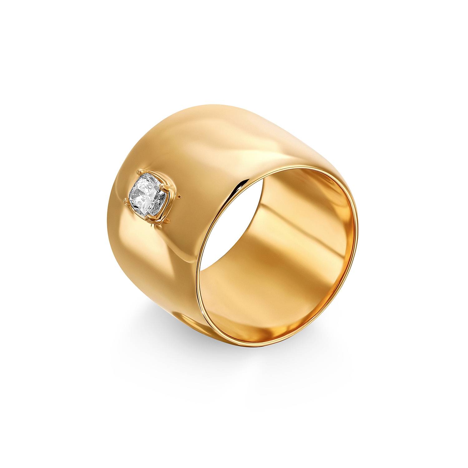 Cigar Ring in Gold Plating with 0.30CT Cushion Diamond-4 product photo