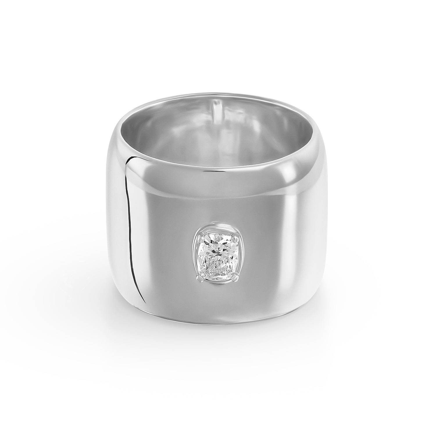 Cigar Ring in Silver Plating with 0.30CT Cushion Diamond