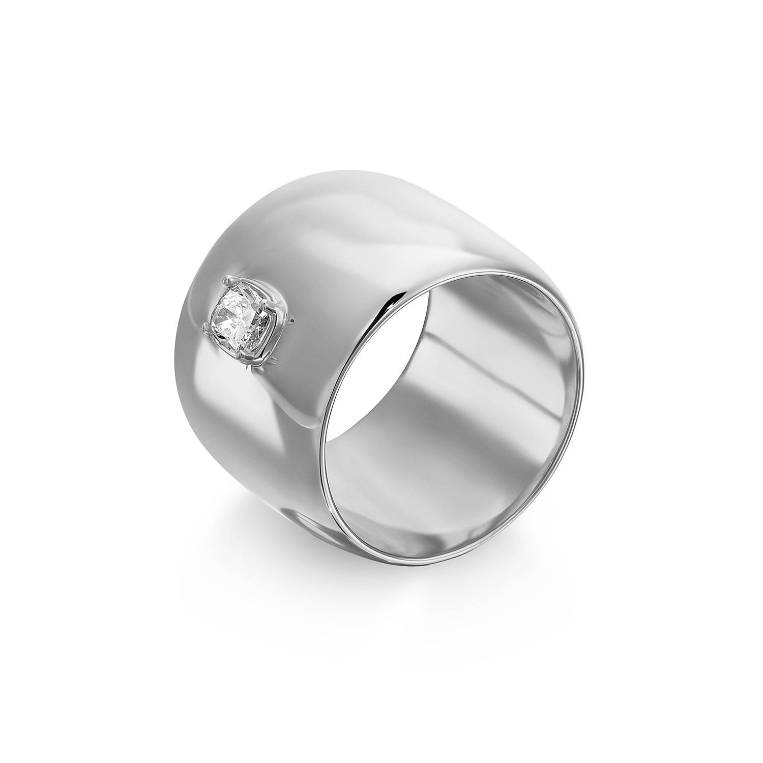 Cigar Ring in Silver Plating with 0.30CT Cushion Diamond-4 product photo