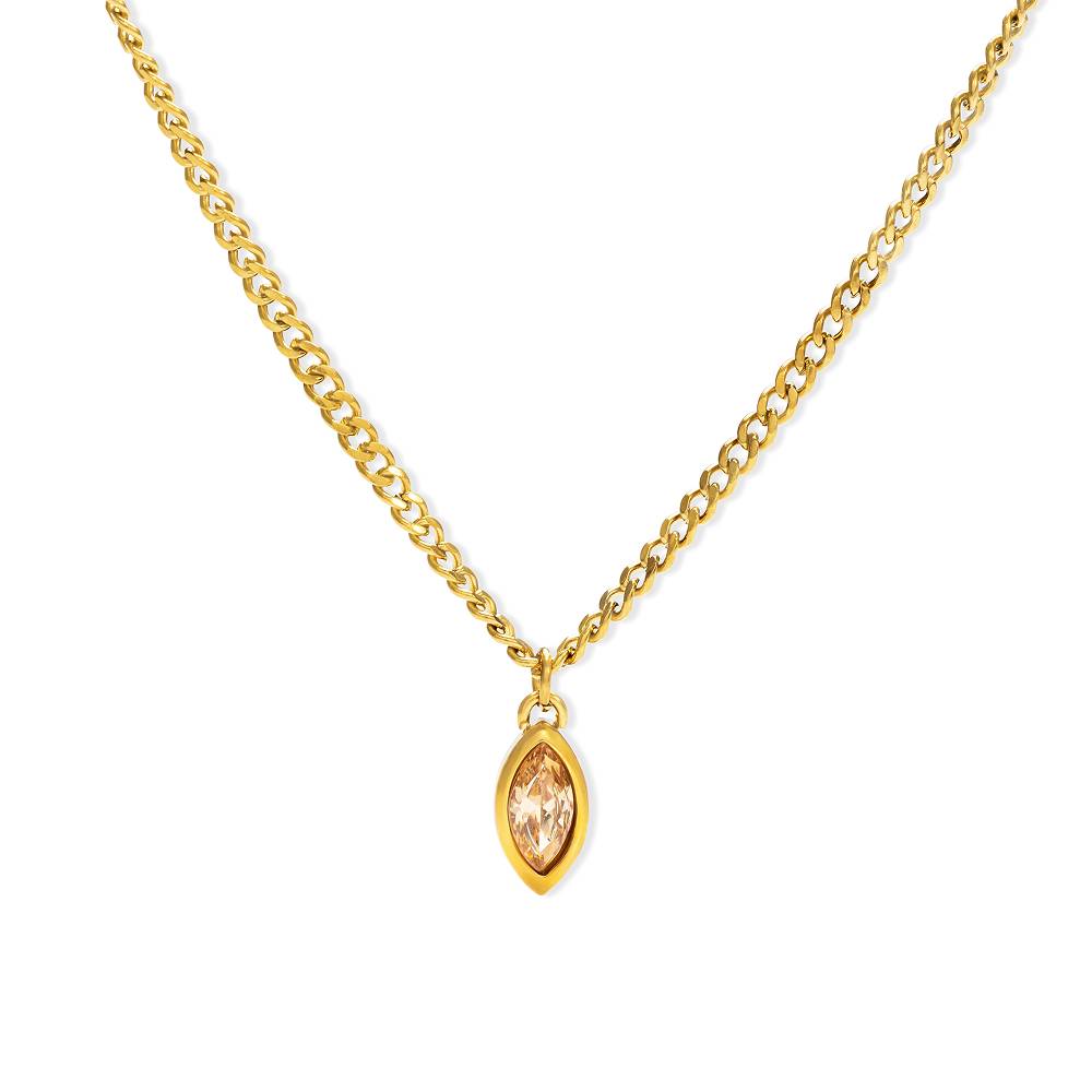 Citrine Marquise Necklace in Gold Plating-1 product photo