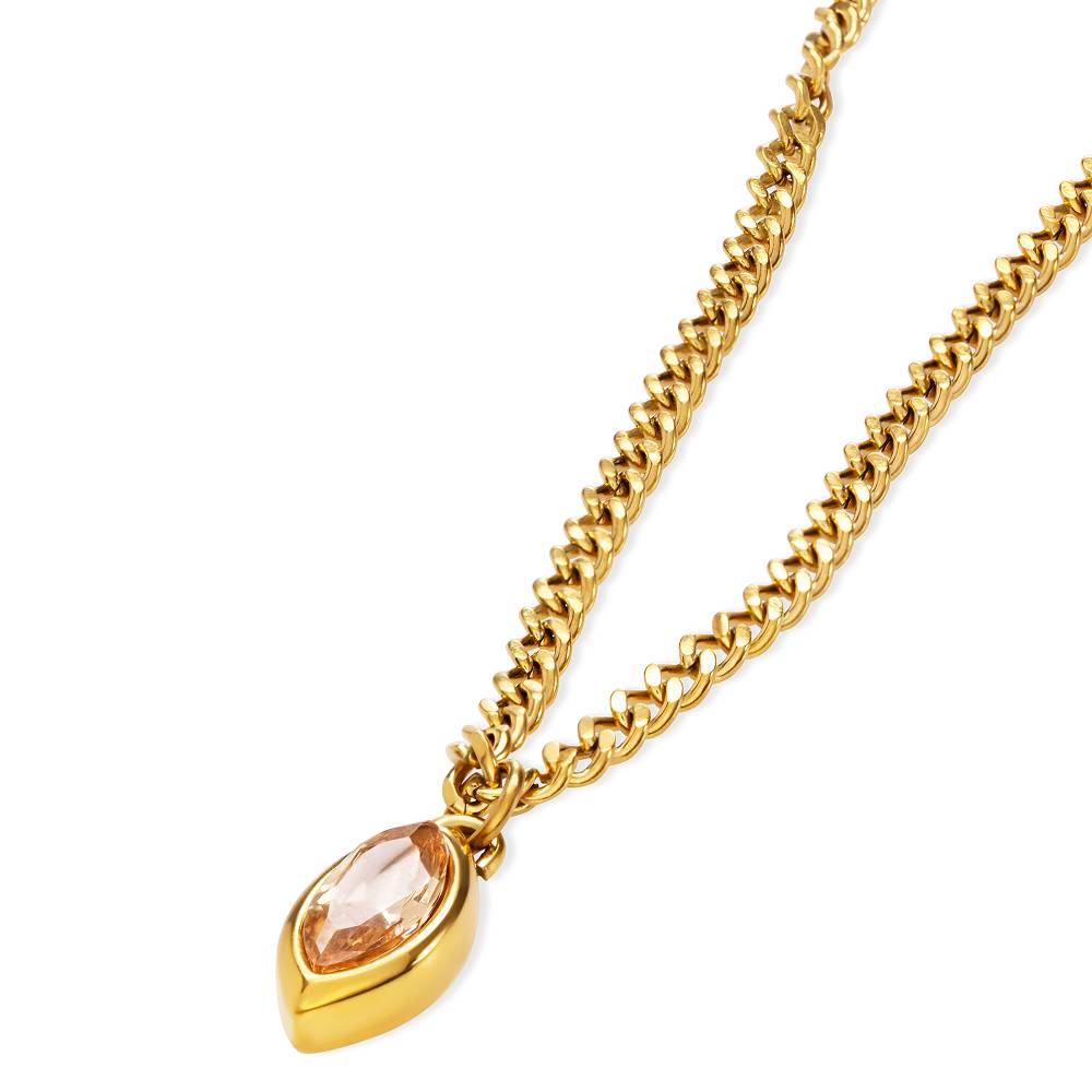 Citrine Marquise Necklace in Gold Plating-3 product photo