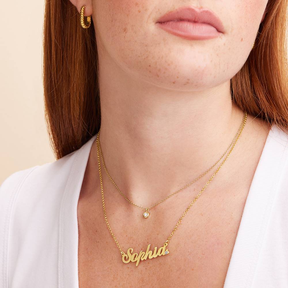 Classic Cocktail Name Necklace with Diamond in Gold Plating-2 product photo