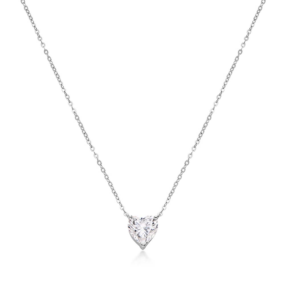 Classic Heart Necklace in Silver with Cubic Zirconia-2 product photo