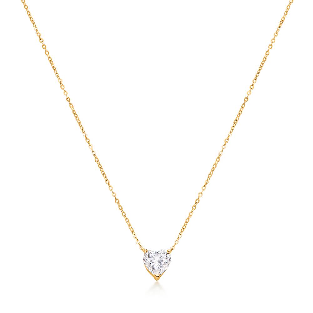 Classic Heart Necklace in Vermeil with Cubic Zirconia-2 Classic Heart Necklace in Vermeil with Cubic Zirconia-2 product photo