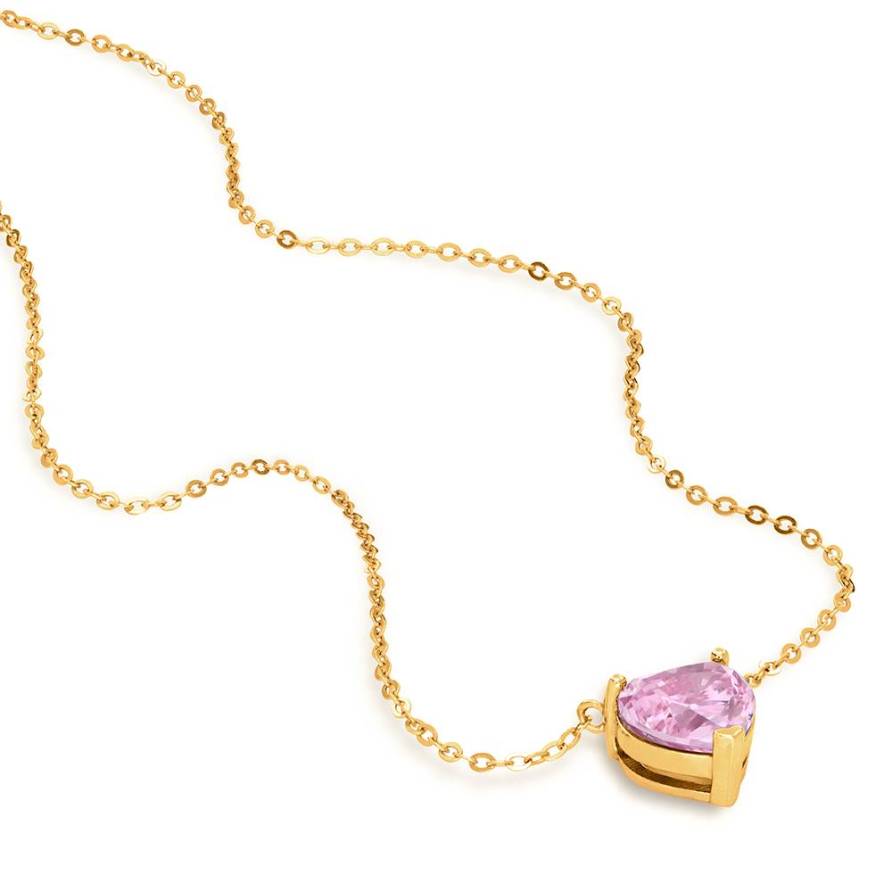 Classic Heart Necklace in Vermeil with Light Pink Cubic Zirconia-1 Classic Heart Necklace in Vermeil with Light Pink Cubic Zirconia-1 product photo