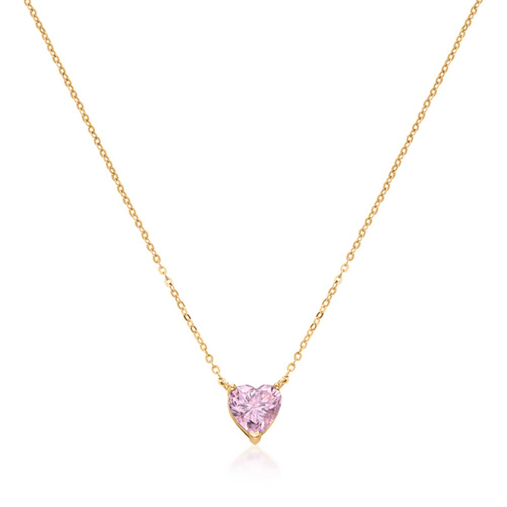 Classic Heart Necklace in Vermeil with Light Pink Cubic Zirconia-1 product photo