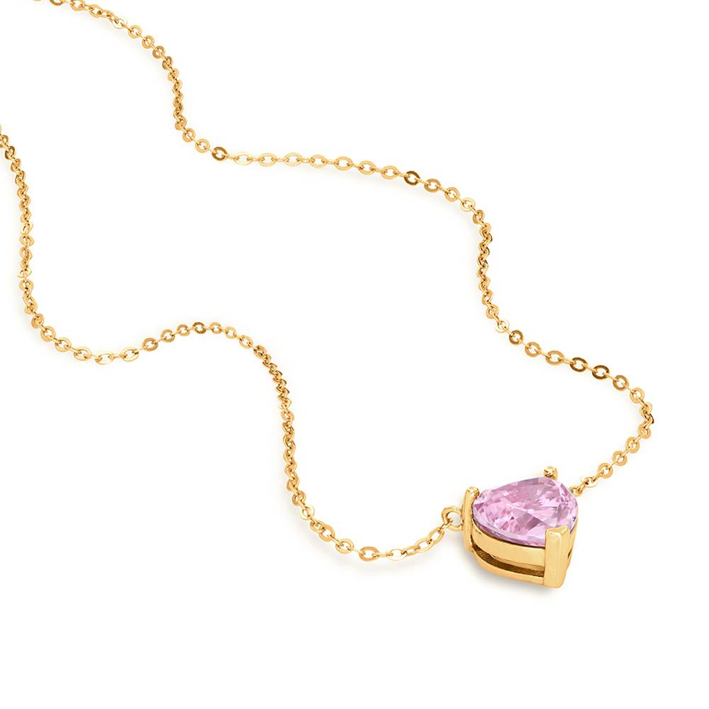Classic Heart Necklace in Vermeil with Light Pink Cubic Zirconia-2 product photo