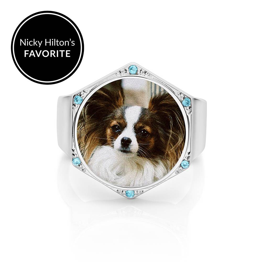 Coco Hexagon Photo Ring in Silver-4 Coco Hexagon Photo Ring in Silver-4 product photo