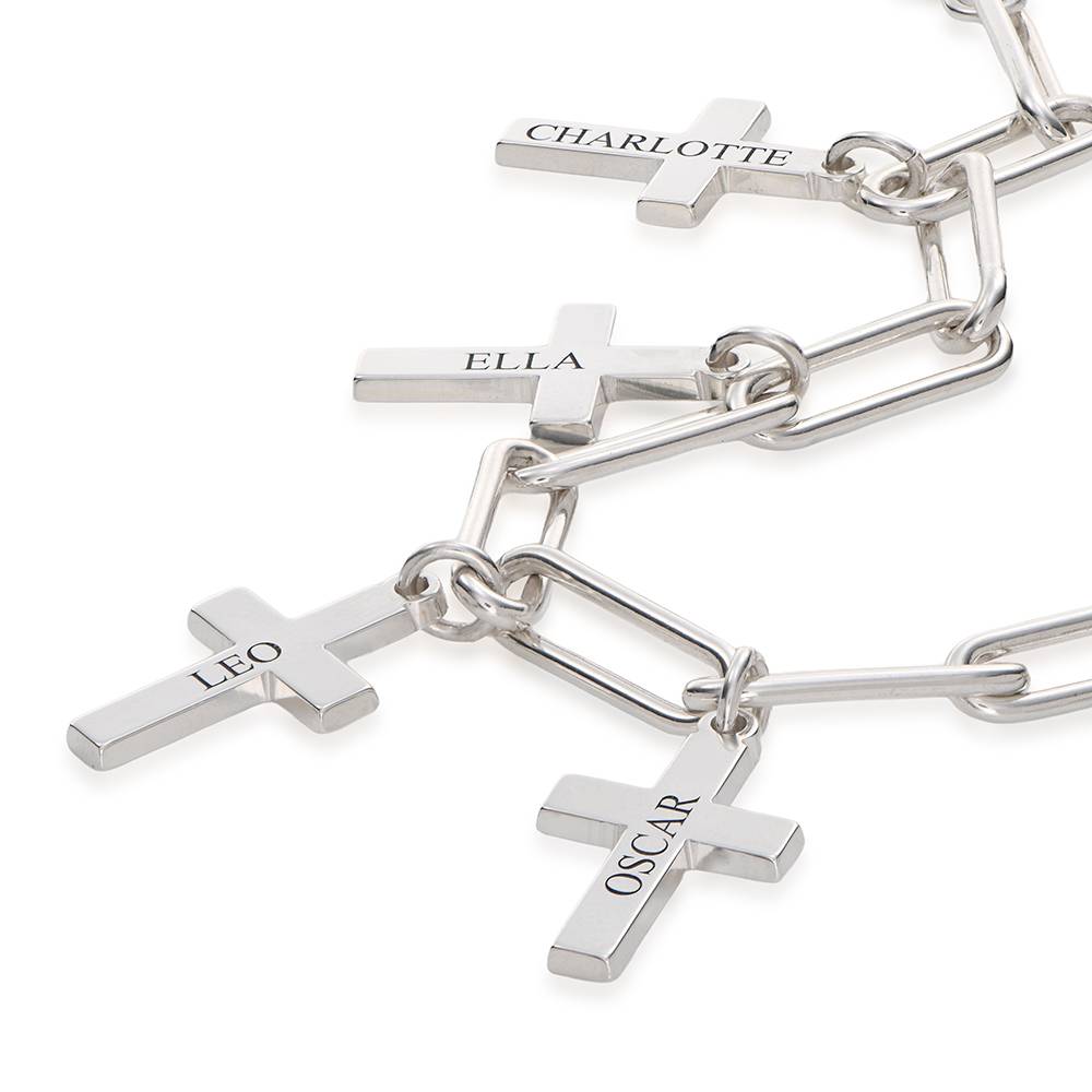 Cross Chain Link Bracelet with Custom Charms in 925 Sterling Silver-2 product photo