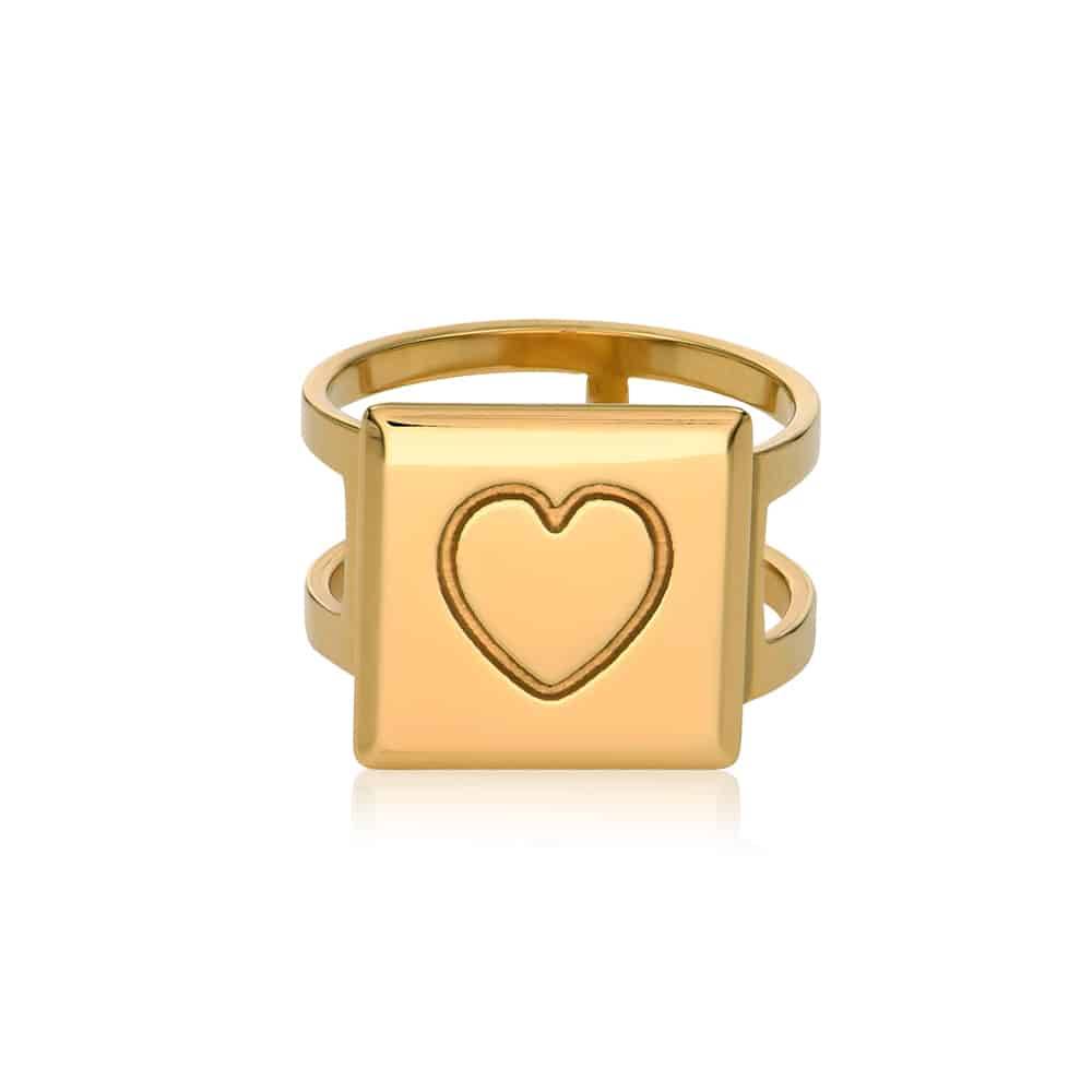 Domino ™ Unisex Cubic Initial Ring in 18k Gold Plating-6 product photo