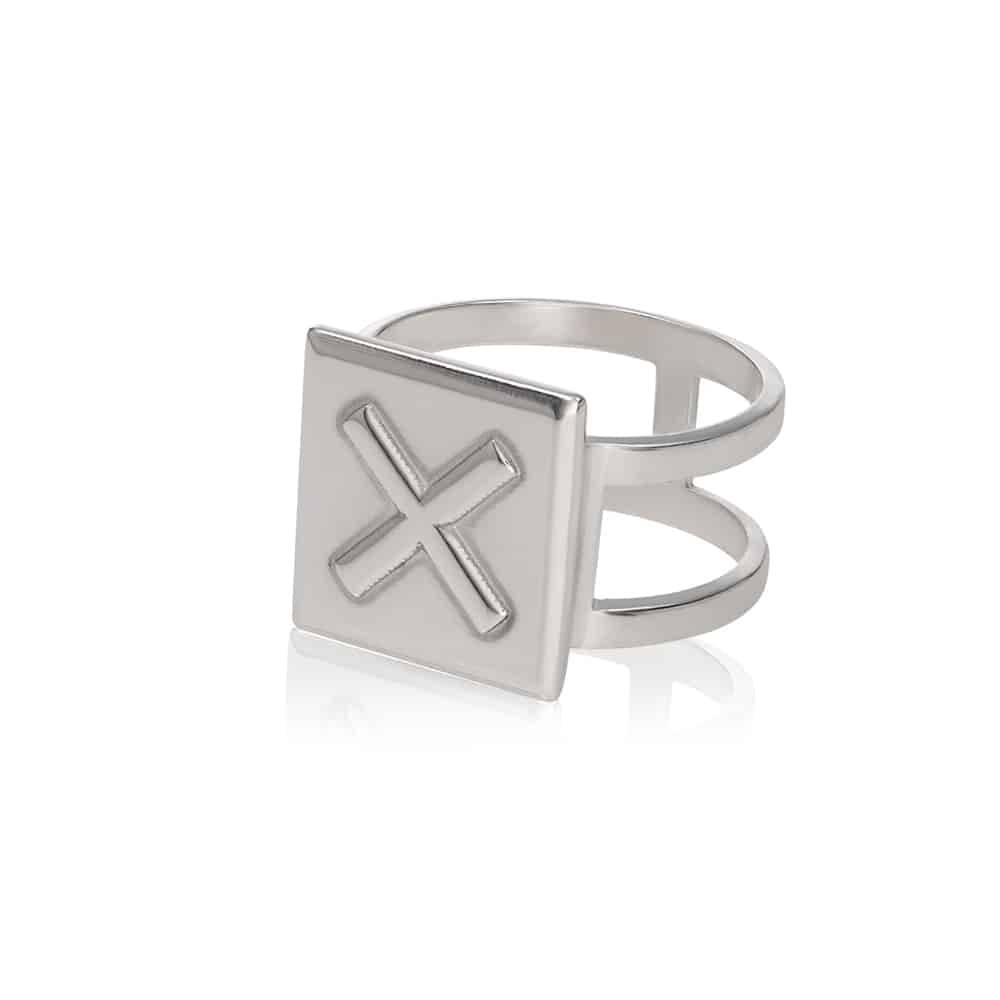 Domino ™ Unisex Cubic Initial Ring in Sterling Silver-8 product photo