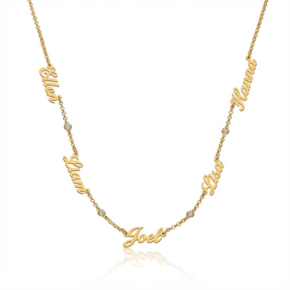Heritage Multiple Name Necklace with Diamonds in Gold Vermeil-1 product photo