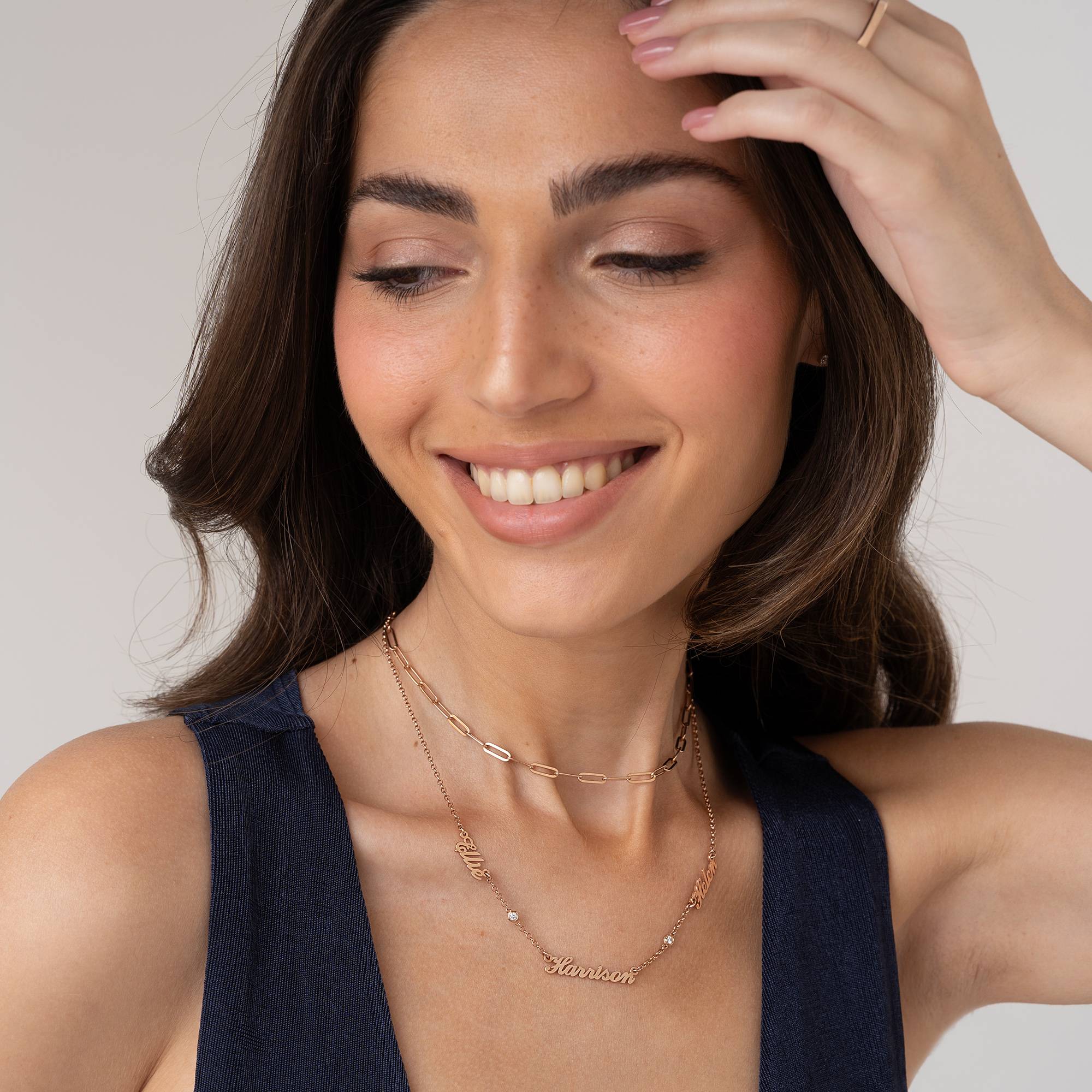 Heritage Multiple Name Necklace with Diamonds in 18K Rose Gold Plating-1 product photo