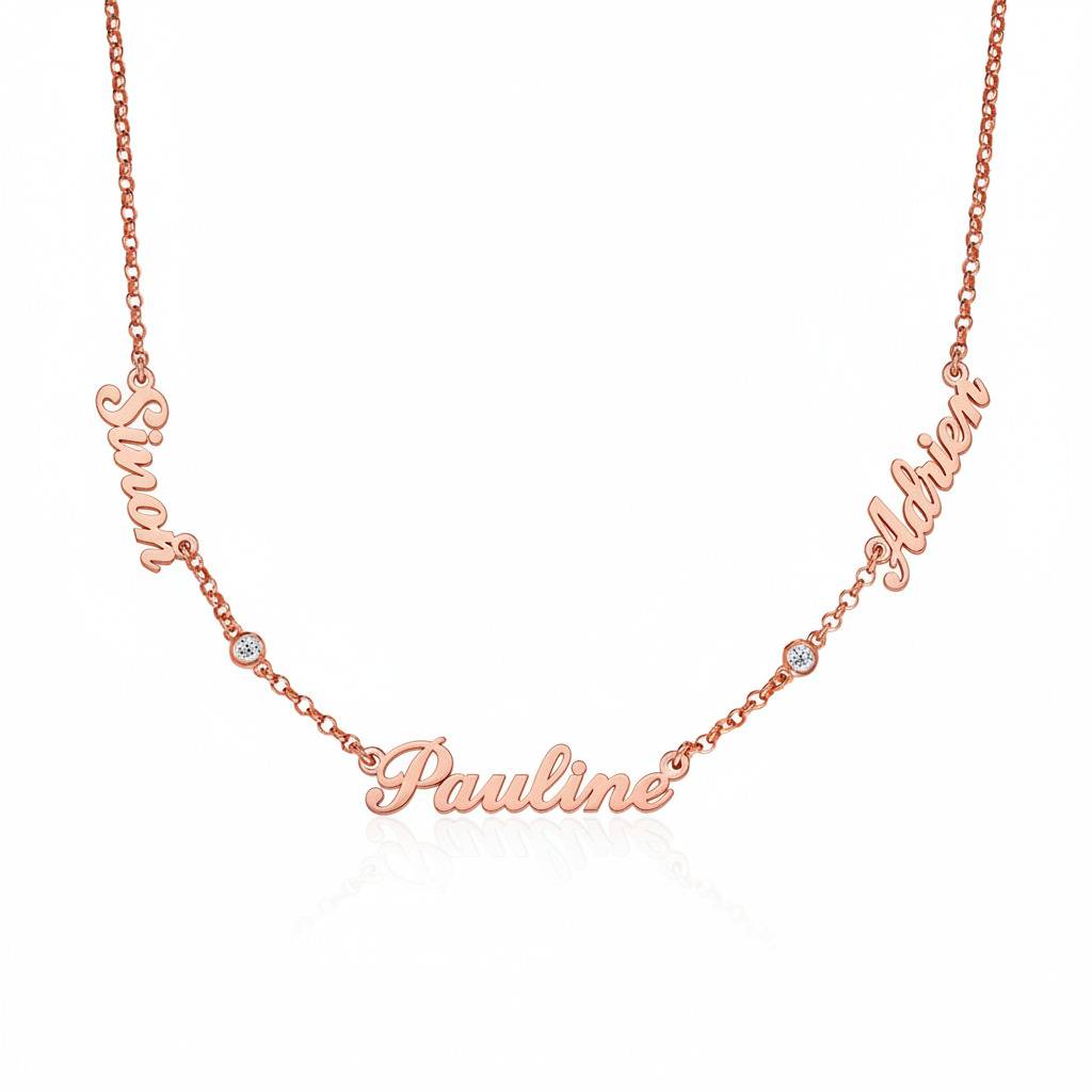 Heritage Multiple Name Necklace with Diamonds in 18K Rose Gold Plating-4 product photo
