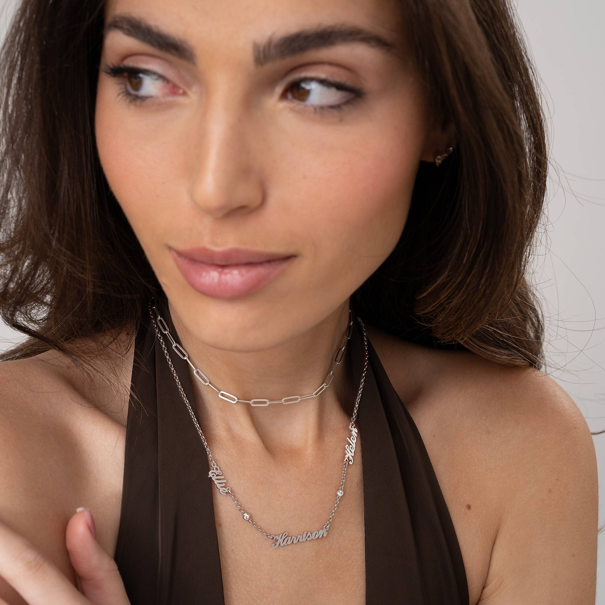 Heritage Multiple Name Necklace with Diamonds in Sterling Silver-3 Heritage Multiple Name Necklace with Diamonds in Sterling Silver-3 product photo
