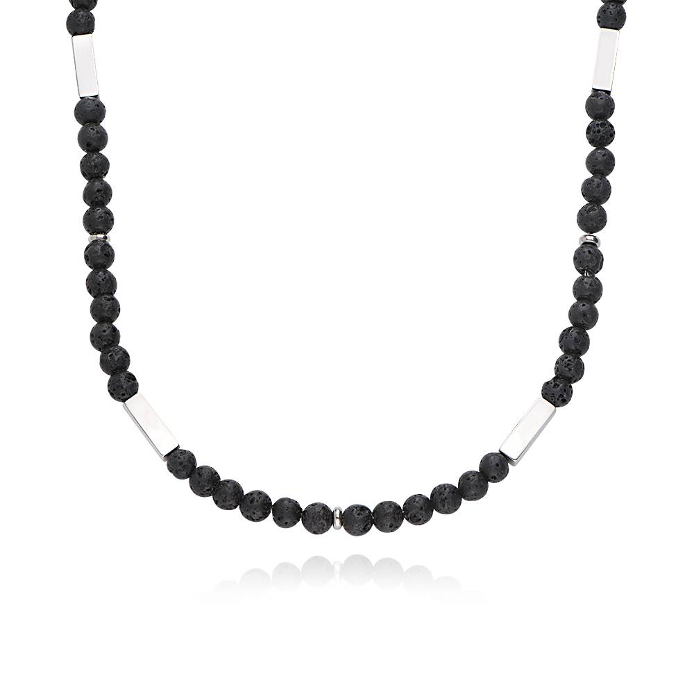 East Coast Non-Personalized Lava Beaded Necklace in Stainless Steel-1 product photo
