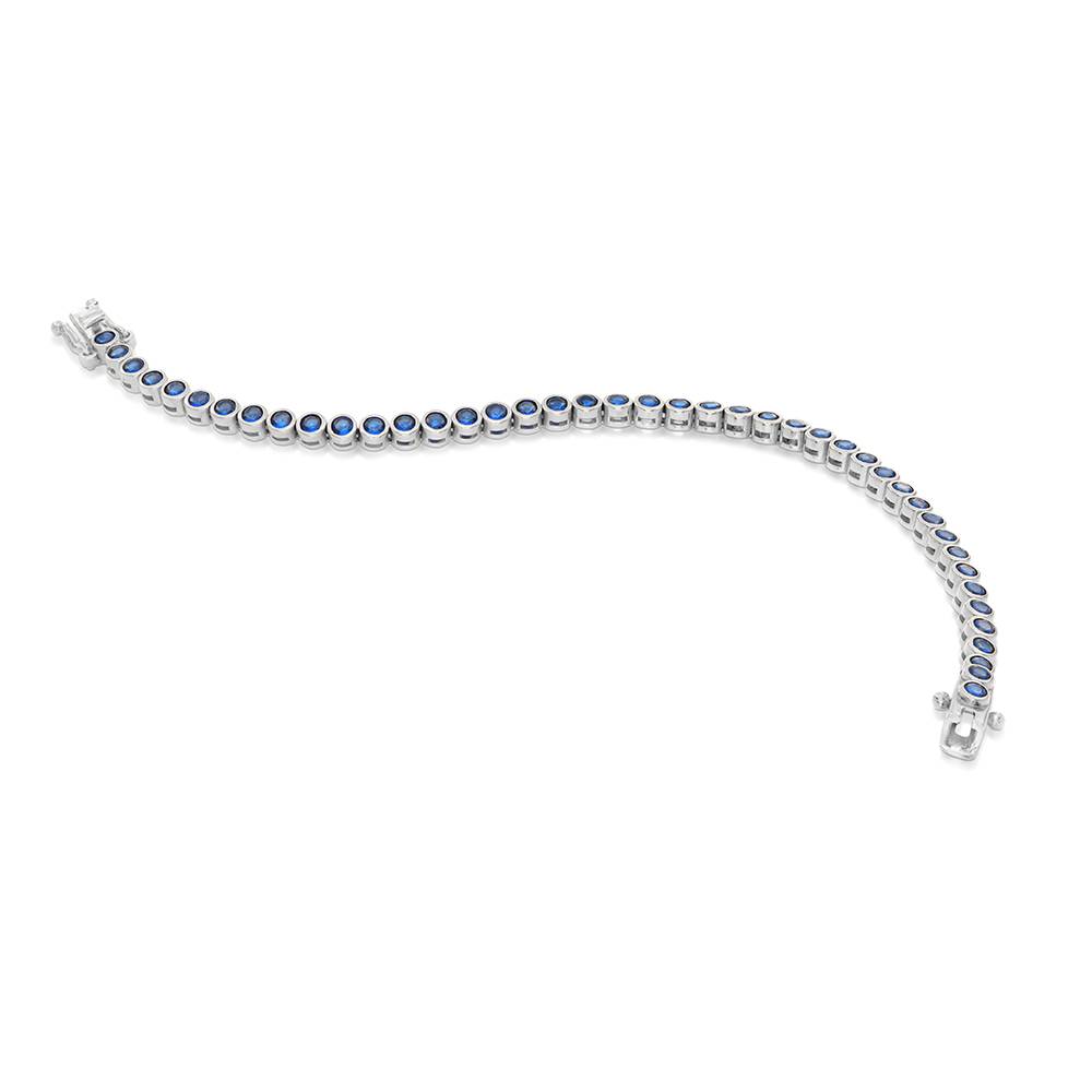 Endless Grace Tennis Bracelet in Silver with Round Blue Cubic Zirconia-1 Endless Grace Tennis Bracelet in Silver with Round Blue Cubic Zirconia-1 product photo