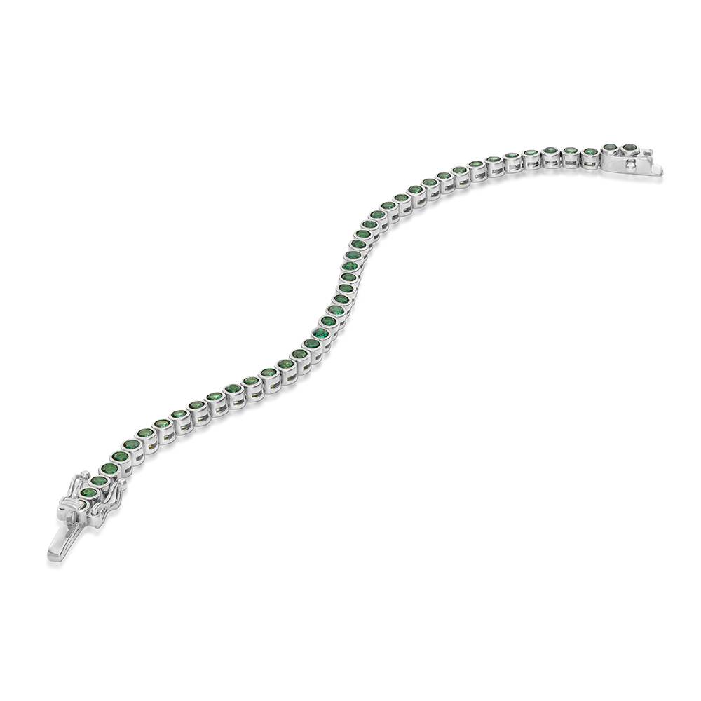 Endless Grace Tennis Bracelet in Silver with Round Green Cubic