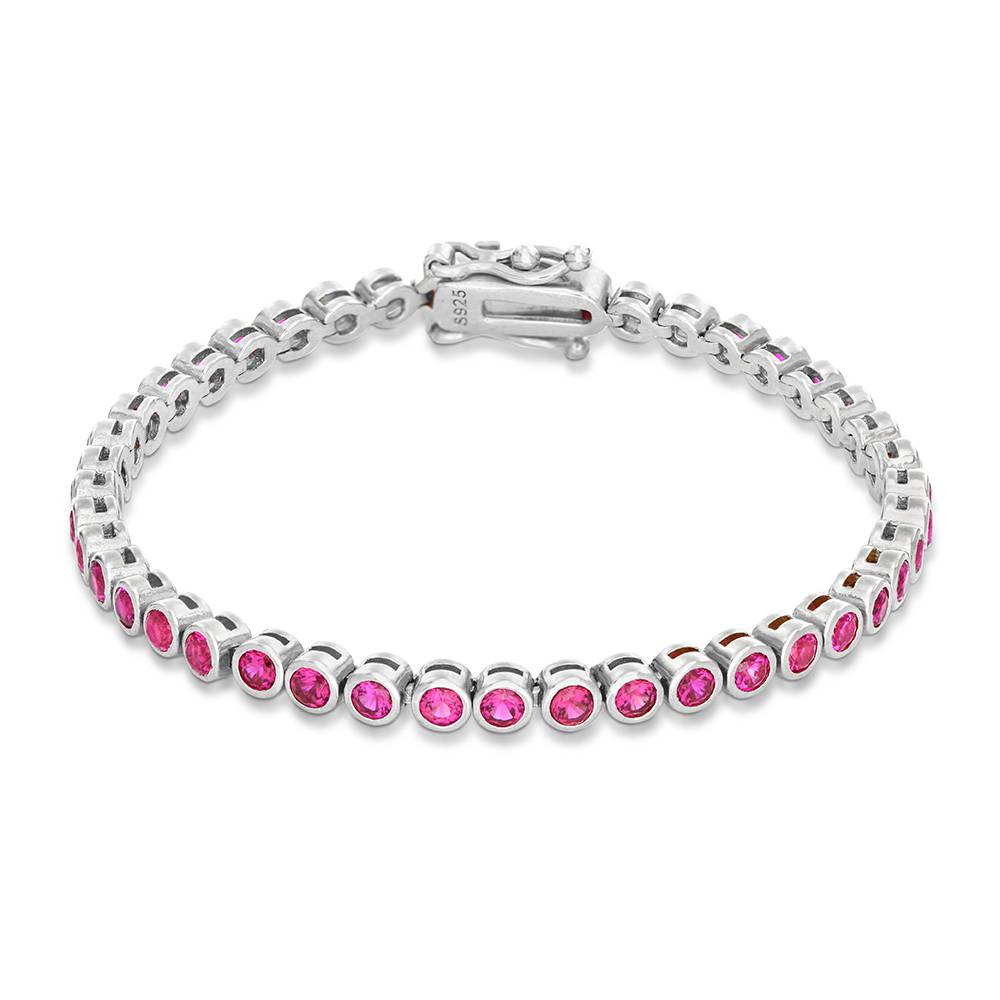 Endless Grace Tennis Bracelet in Silver with Round Red Cubic Zirconia-1 product photo