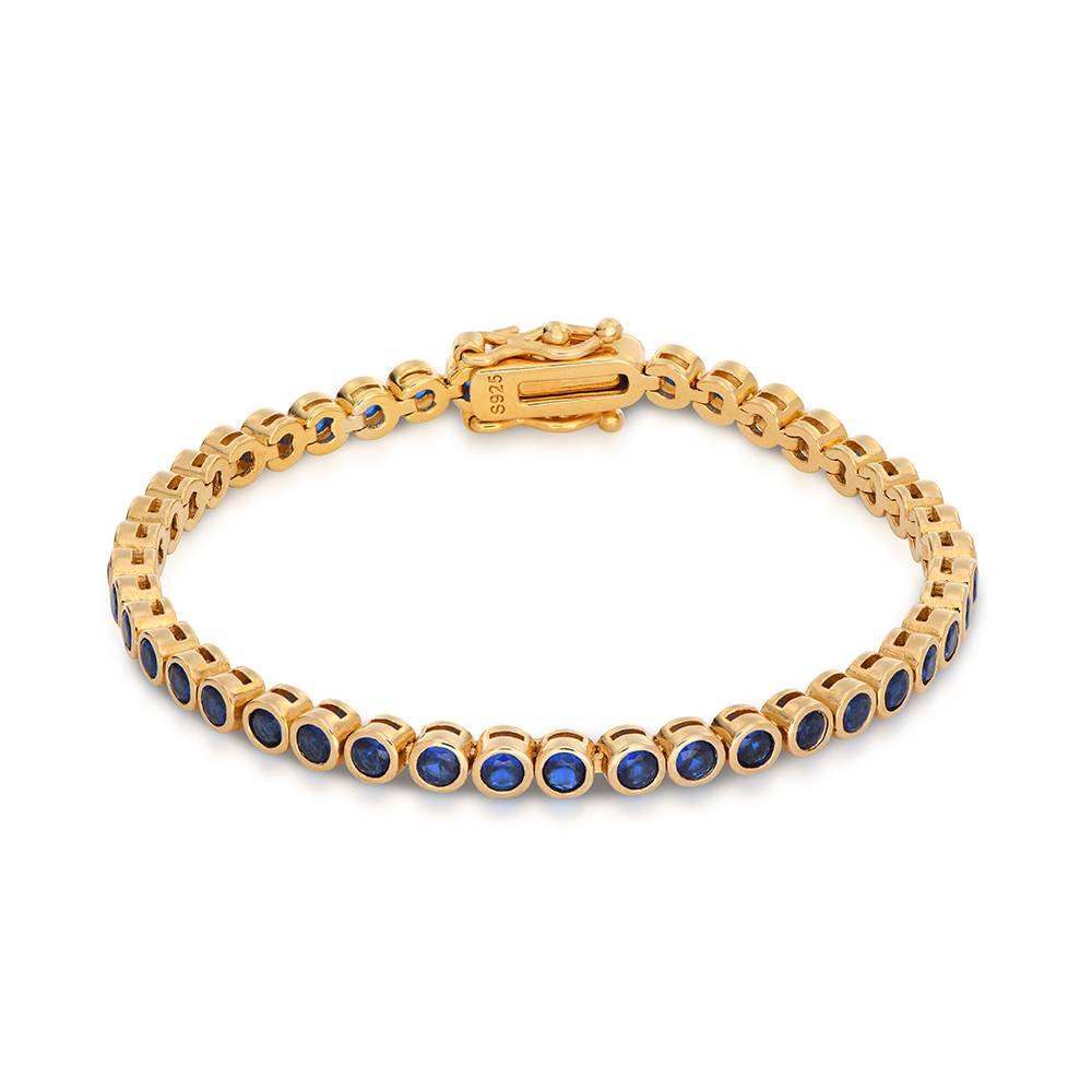 Endless Grace Tennis Bracelet in Gold Vermeil with Round Blue Cubic Zirconia