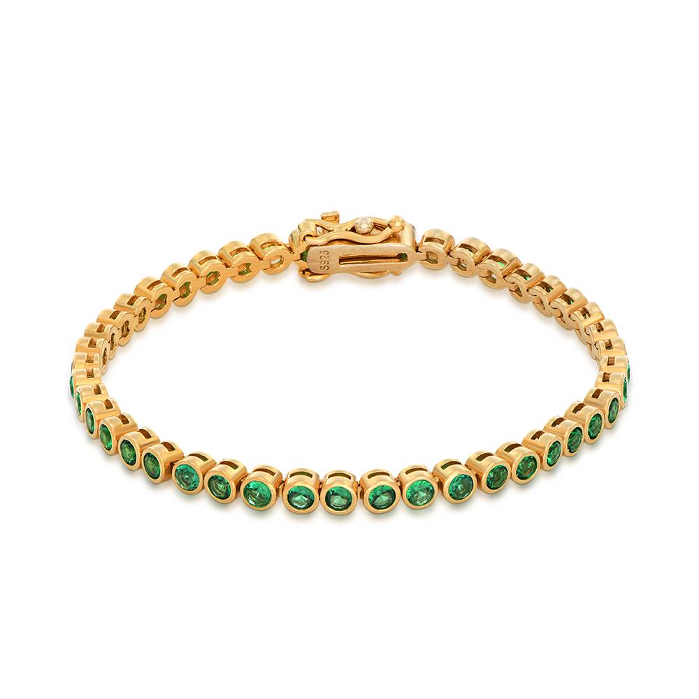 Endless Grace Tennis Bracelet in Gold Vermeil with Round Green Cubic Zirconia