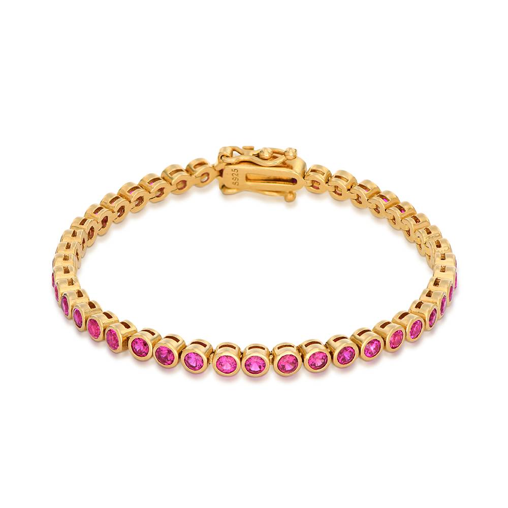 Endless Grace Tennis Bracelet in Gold Vermeil with Round Red Cubic Zirconia