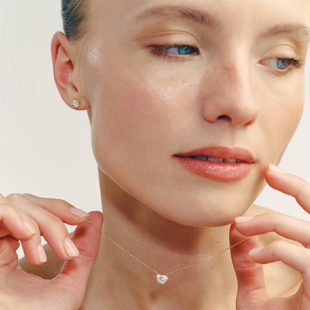 Eternal Heart Diamond Necklace with 1CT Diamond in 14K Solid Yellow Gold-4 Eternal Heart Diamond Necklace with 1CT Diamond in 14K Solid Yellow Gold-4 product photo