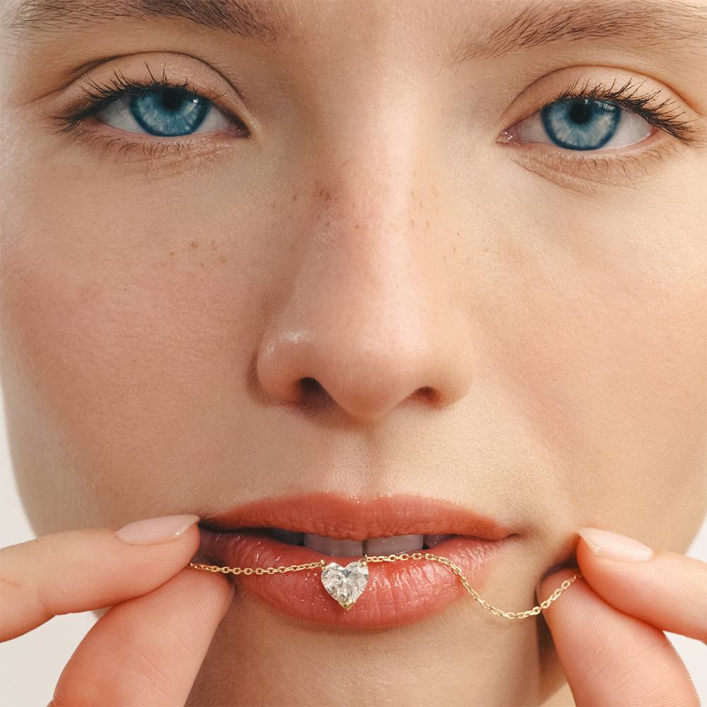 Eternal Heart Diamond Necklace with 1CT Diamond in 14K Solid Yellow Gold-2 Eternal Heart Diamond Necklace with 1CT Diamond in 14K Solid Yellow Gold-2 product photo