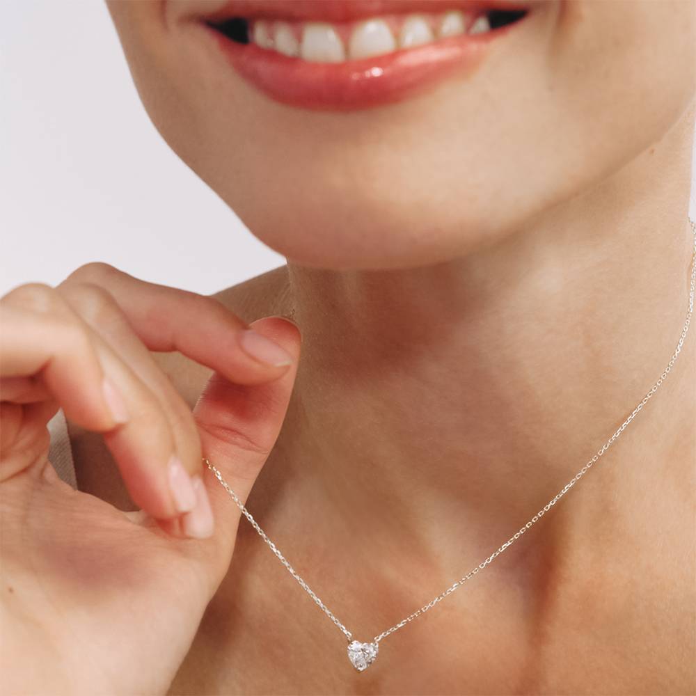 Eternal Heart Diamond Necklace with 1CT Diamond in Sterling Silver-5 product photo