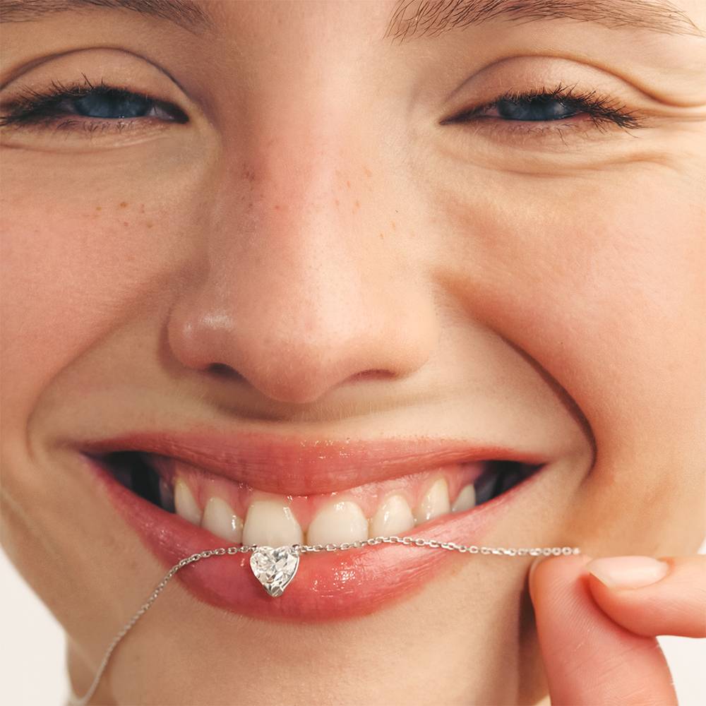 Eternal Heart Diamond Necklace with 1CT Diamond in Sterling Silver-3 product photo