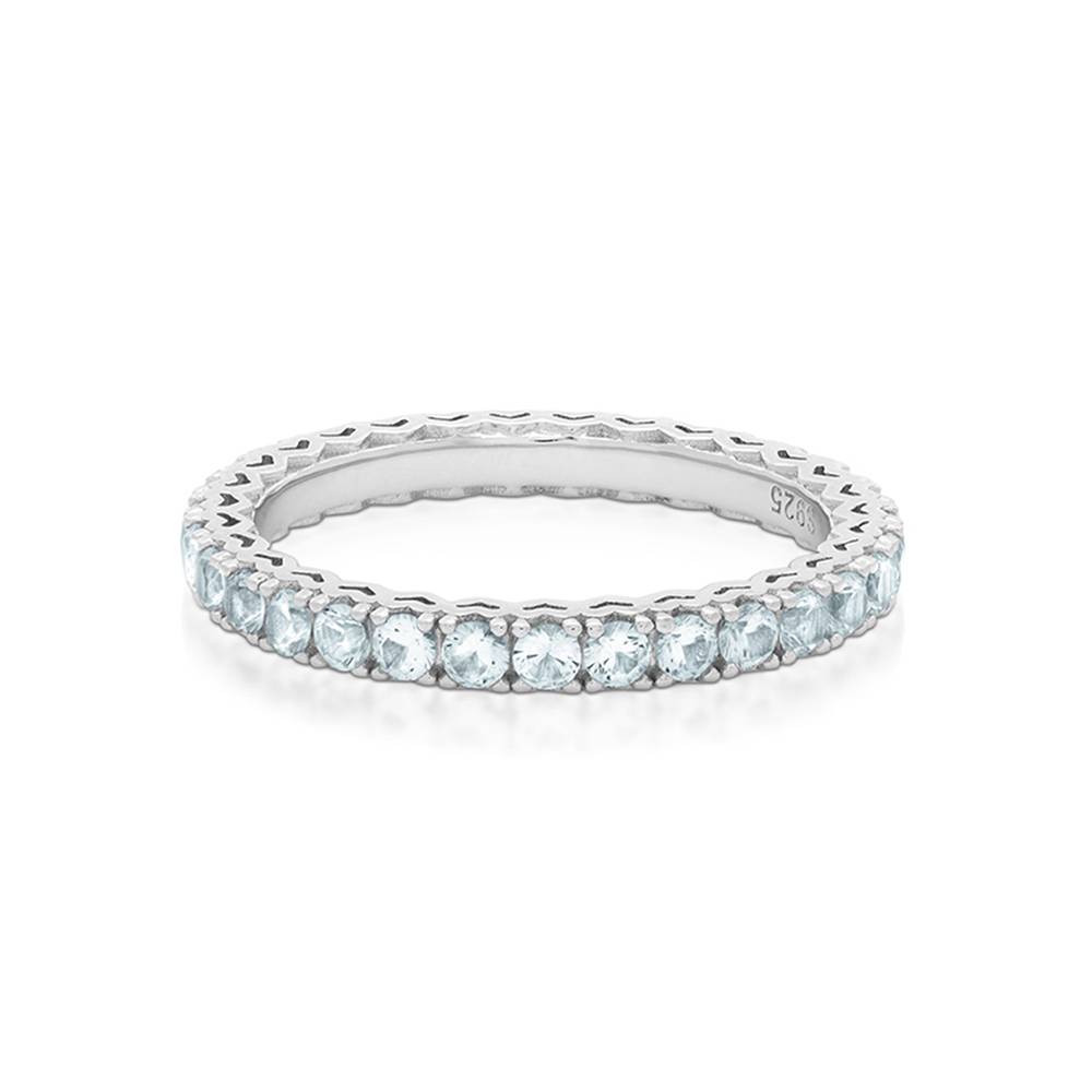 Eternal Shine Tennis Ring in Silver with Light Blue Cubic Zirconia