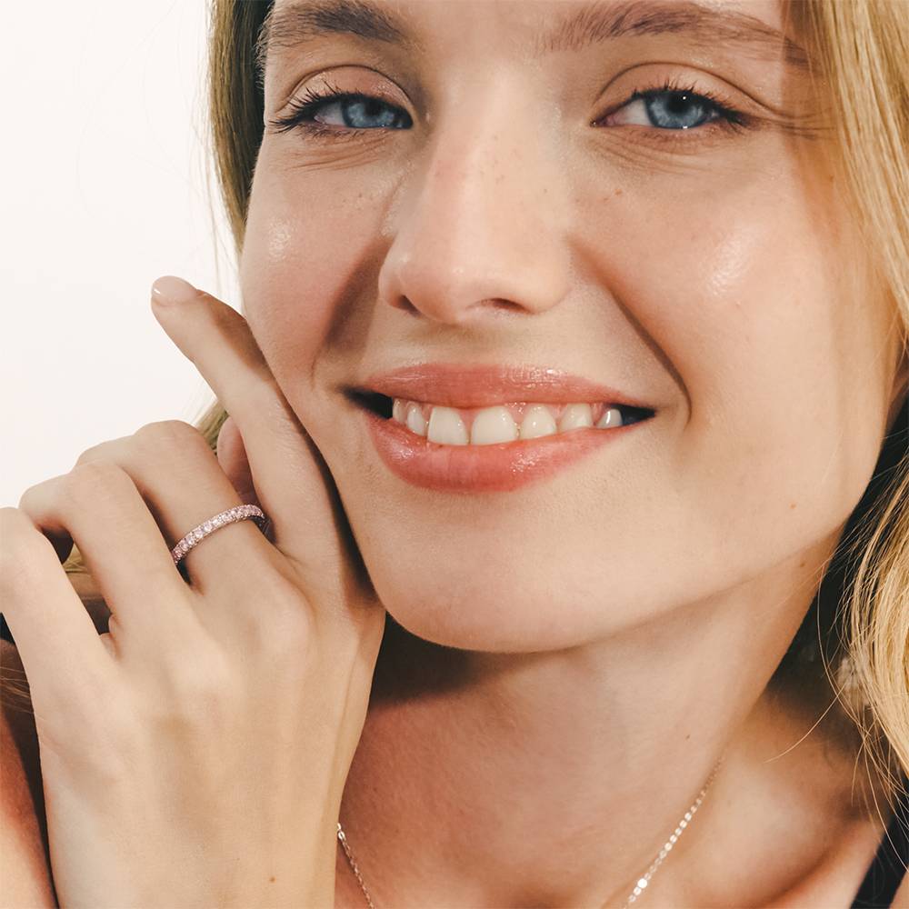 Eternal Shine Tennis Ring in Silver with Light Pink Cubic Zirconia-1 product photo