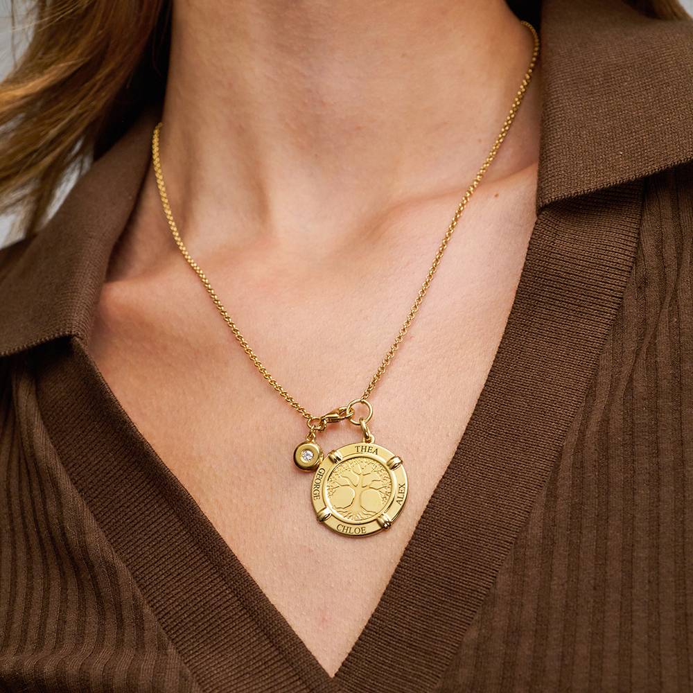 Family Roots Personalized Name Necklace with Diamond Charm in 18K Gold Vermeil-1 product photo