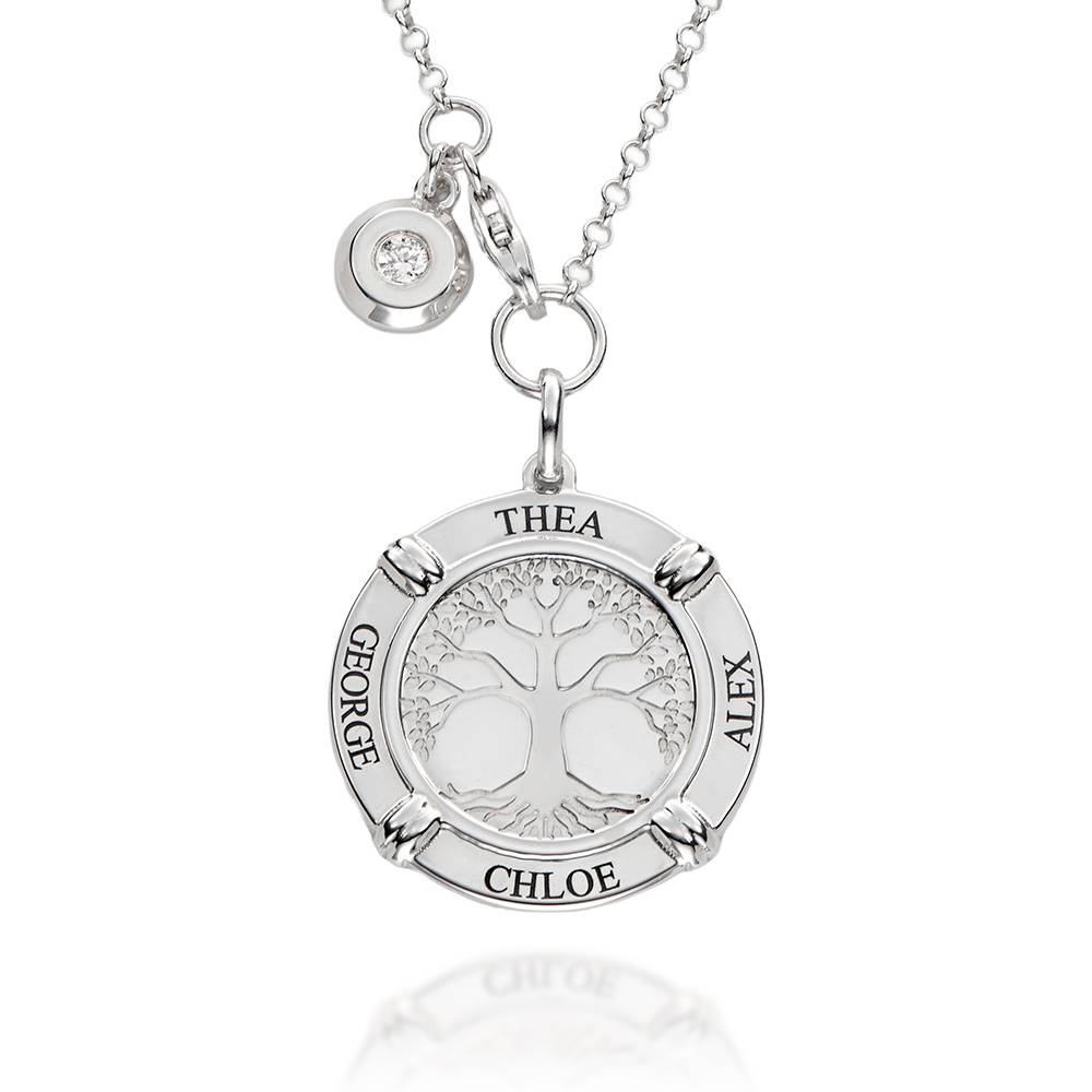 Family Roots Personalized Name Necklace with Diamond Charm in 925 Sterling Silver-4 product photo