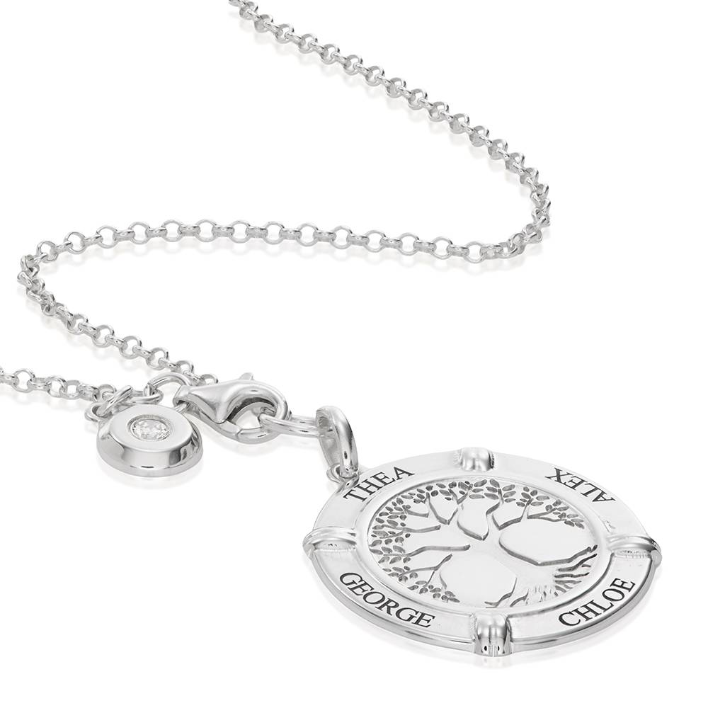 Family Roots Personalized Name Necklace with Diamond Charm in 925 Sterling Silver-3 product photo