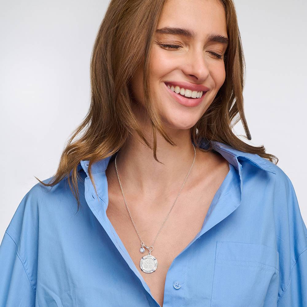 Family Roots Personalized Name Necklace with Diamond Charm in 925 Sterling Silver-5 product photo