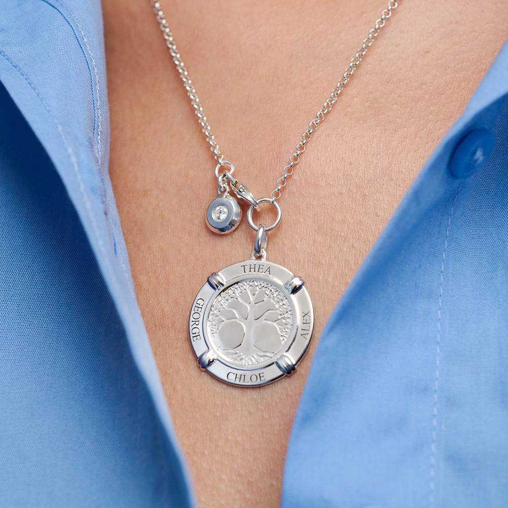 Family Roots Personalized Name Necklace with Diamond Charm in 925 Sterling Silver-1 product photo