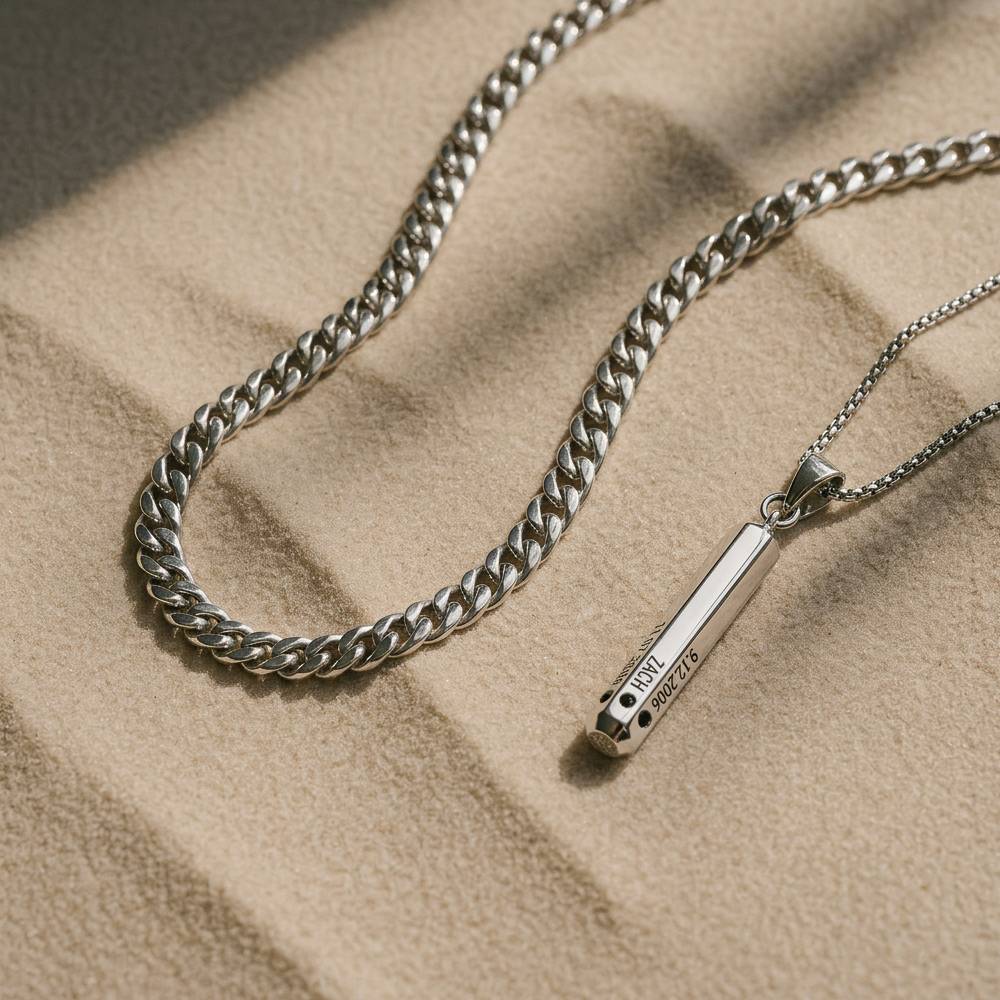 Last Minute Pack "3D Engraved Hexagon Bar Necklace with Diamonds for Men"-1 Last Minute Pack "3D Engraved Hexagon Bar Necklace with Diamonds for Men"-1 product photo