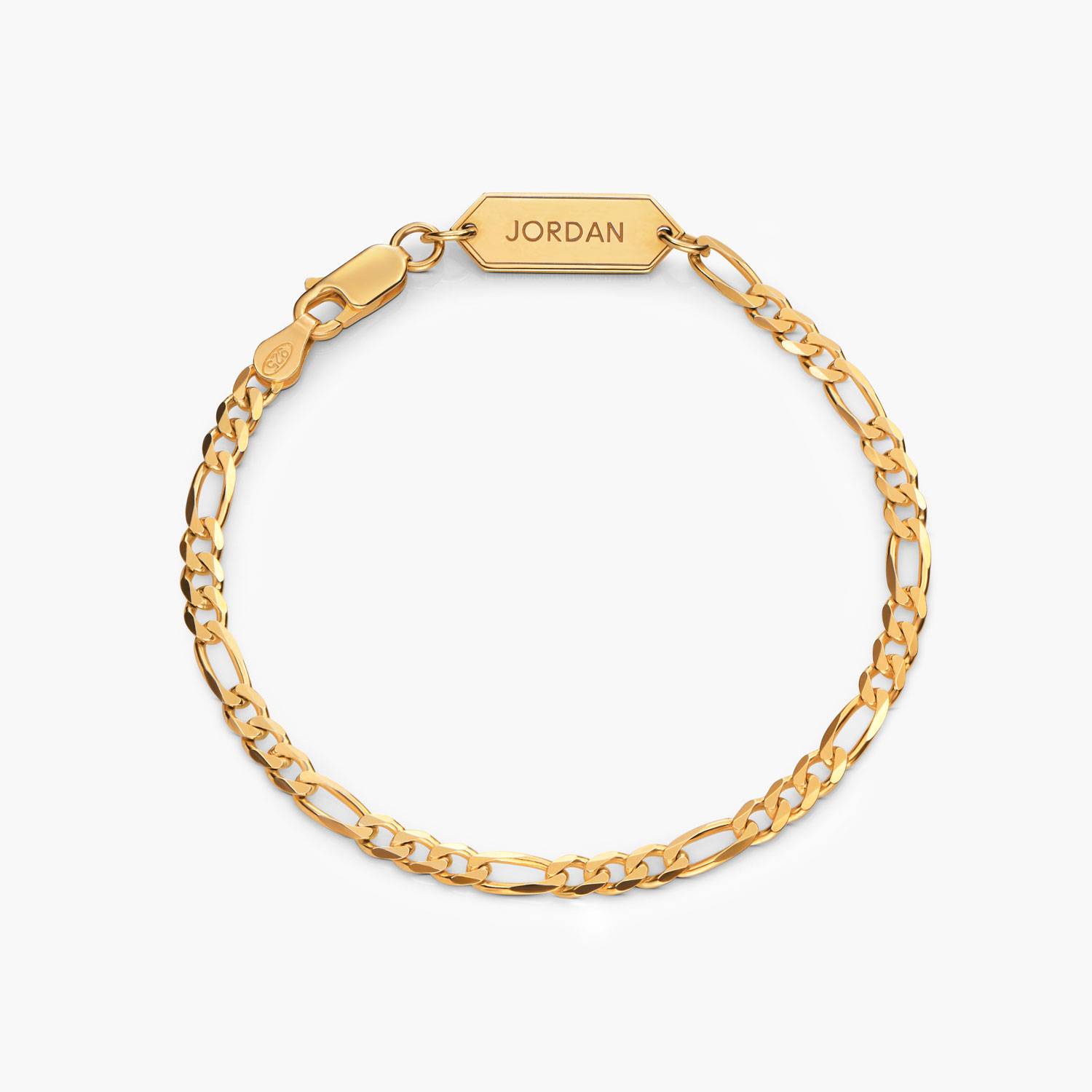Engraved Figaro Bracelet 5mm in Gold Plating-1 product photo
