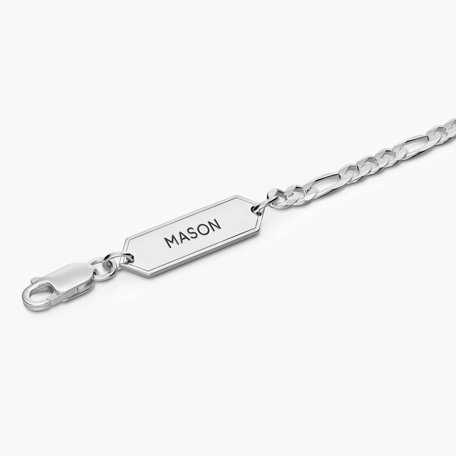 Engraved Figaro Bracelet 3mm in Stainless Steel-2 Engraved Figaro Bracelet 3mm in Stainless Steel-2 product photo