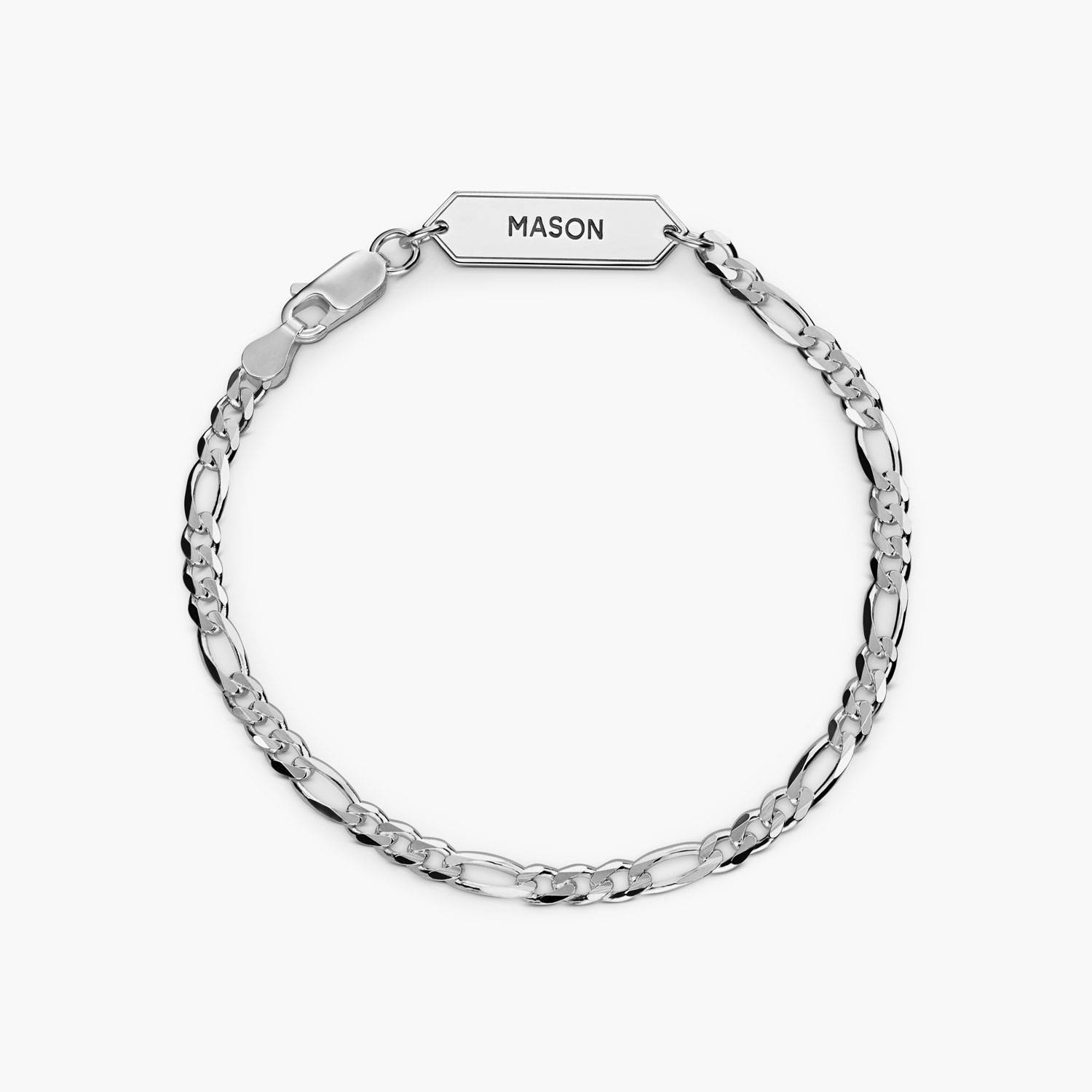 Engraved Figaro Bracelet 3mm in Stainless Steel-1 Engraved Figaro Bracelet 3mm in Stainless Steel-1 product photo
