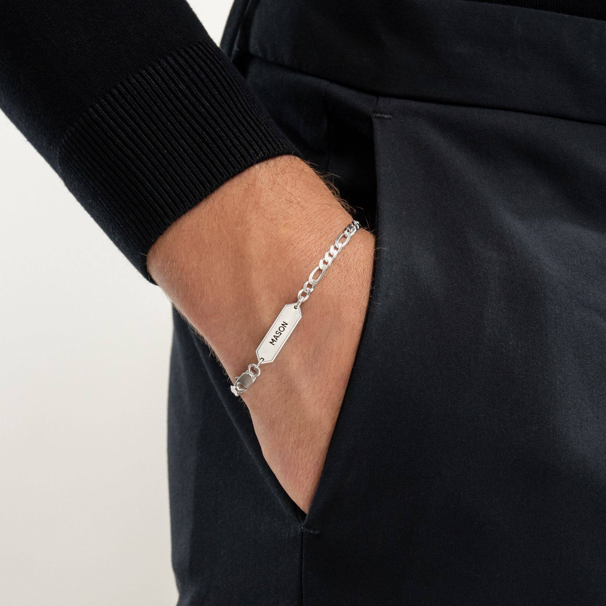 Engraved Figaro Bracelet 3mm in Stainless Steel-5 Engraved Figaro Bracelet 3mm in Stainless Steel-5 product photo