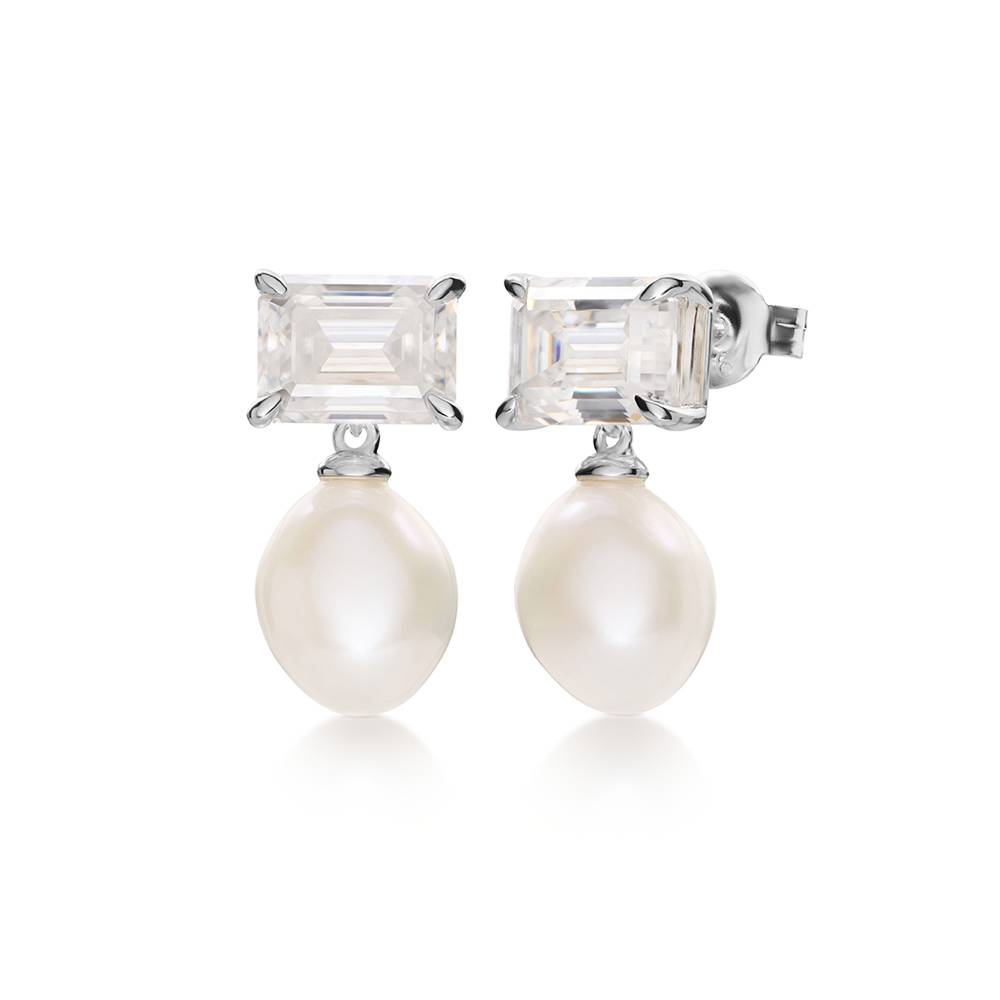 First Look Moissanite & Pearl Stud Earrings in Silver-2 product photo