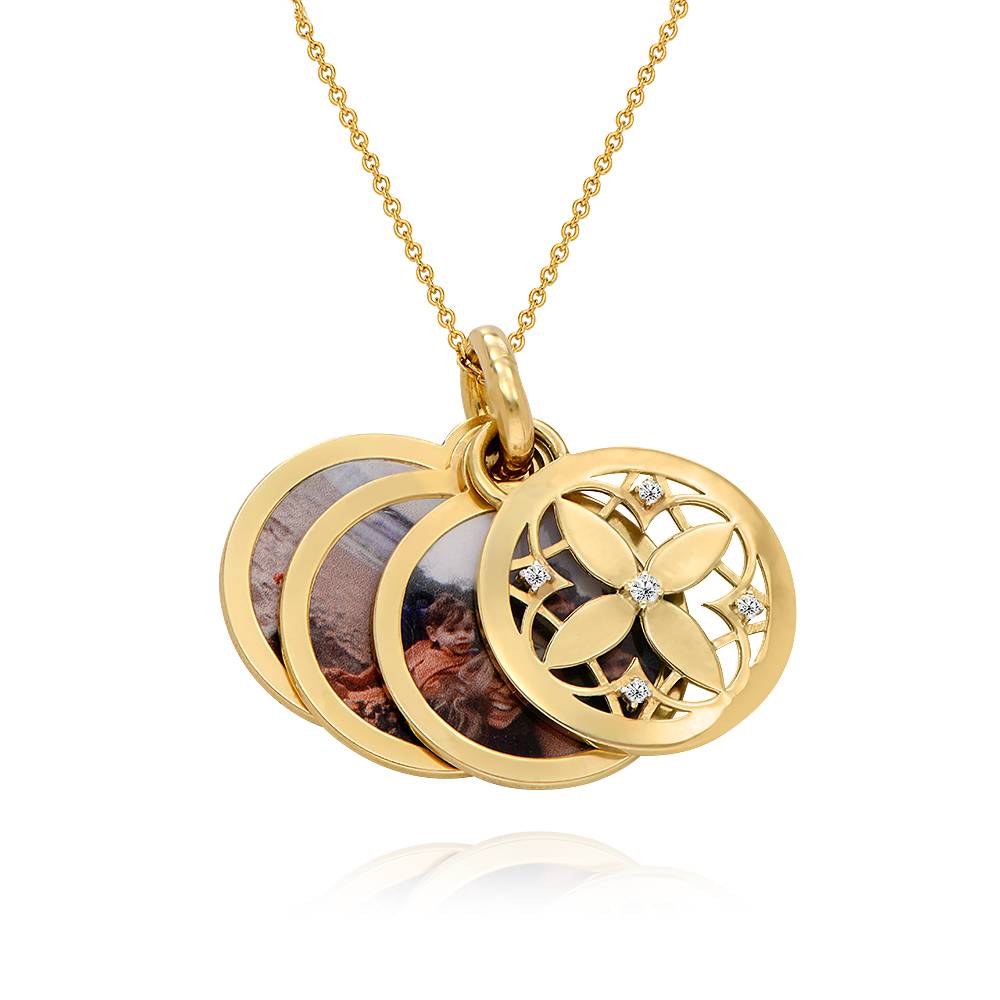 Floret Photo Pendant Necklace in Gold Plating with Cubic Zirconia product photo